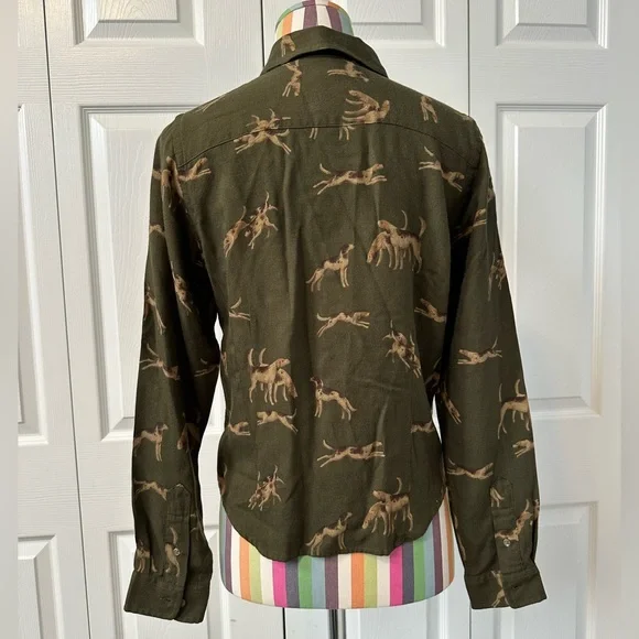 Ralph Lauren Olive Green hound print button down shirt - Picture 3 of 8
